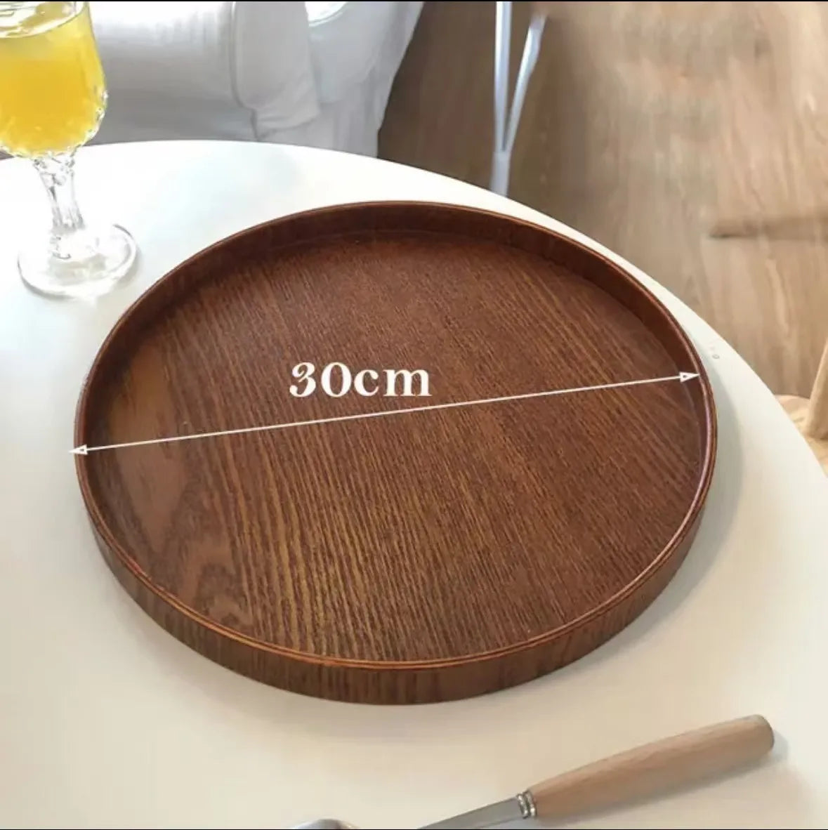 Wooden Round Table Decoration Tray Tray Decorative Trays Snack cake Plate Sundries Display Organizer Desktop Decorative Plate